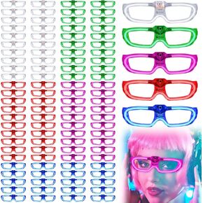 Dunzy Light up Glasses Neon LED Glasses Bulk Glow in the Dark Glasses Flashing Sunglasses for Rave Carnival Birthday Party (100 Pack)
