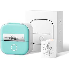 Mini Sticker Printer - T02 Mini Printer Sticker Maker, Print Pod with 1 Roll Paper, Thermal Portable Sticky Note Pocket Machine for Journal, Photos, Notes, Diagrams