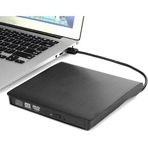 محرك أقراص DVD خارجي من Intvision، ناسخ USB C نحيف، محمول من النوع C وUSB 3.0 CD-RW DVD-R، مشغل ناسخ كومبو لنظام التشغيل Windows 11/10/8/7 PC كمبيوتر سطح المكتب (أبيض)