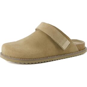 CUSHIONAIRE Women's Boulder Genuine Suede Clog with Swivel Strap – Lightweight EVA Sole, Memory Foam Insole, Wide Widths Available