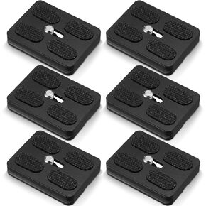 Frienda 6 Pcs Camera Pu50 Quick Release Plate with 1/4'' Screw 50 mm Universal Metal Camera Plates Mount Tripod Mount Plate Fits Standard for DSLR Camera Tripod Ball Head, Black