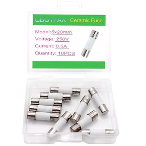 10pcs 0.5 Amp 250V Quick Blow Ceramic Tube Fuse 5x20mm (0.5A)