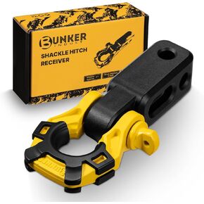 BUNKER INDUST Shackle Hitch Receiver 3/4" D Ring Shackle w/Trailer Hitch-Fits 2" Receivers,Offroad Recovery Towing Accessories for Trucks, Jeep, Pickup