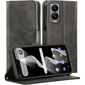for Cricket Debut S3 Case, PU Leather Flip Cover Wallet Phone Case Protector [Full Protection] [Card Slots] [Kickstand] for Cricket Debut S3, Black