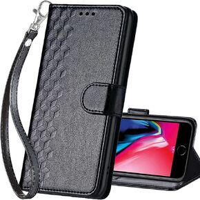 for iPhone SE 2022/SE 2020/iPhone 8/7 Wallet case, Flip Folio Cover with Stand Feature for Women Men, PU Leather Phone Case Fit for iPhone 8/7/SE2/SE3 [Blue-Flower]