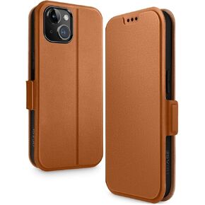 حافظة محفظة OCASE لهاتف iPhone 15، حافظة قلابة من جلد البولي يوريثان رفيعة، فتحات للبطاقات، حجب RFID، مسند، غطاء هاتف مقاوم للصدمات 6.1 بوصة 2023، أسود