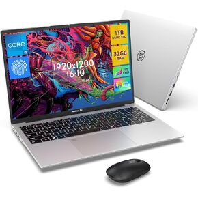 16 Inch Pro Laptop, 32GB RAM and 1TB SSD, Core i5-1035G4, BaseBook Pro for Light Gaming and Production, 16:10,1200P IPS, 100% sRGB, LAN Port, Fingerprint, Silver