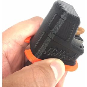 Ergonomic Magazine Speed Loader for Smith & Wesson M&P 9 Shield (1.0, 2.0), Springfield Armory XD-S, XD-E 9mm Single-Stack Quickie Loader HD3, Red Stripe