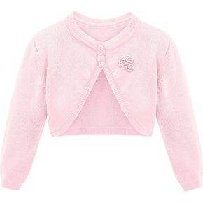 Lilax Baby Girls' Long Sleeve Cardigan Shrug, Button Closure Bolero (6 Months, Yellow)