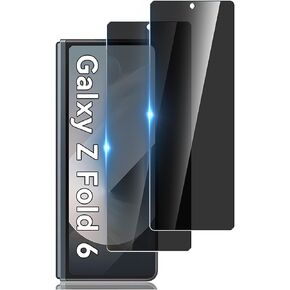 Screen Protector For Samsung Galaxy Z Fold 6 2 IN 1 [1 Pack Inside Flexible Film + 1 Pack Privacy Front Tempered Glass] Anti Scratch, HD Clear, Bubble Free