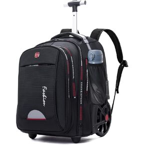 Rolling Backpack for Adults, 22 Inch Backpack with Wheels for Business, College Student and Travel Commuter, Waterproof Wheeled Backpack (black)