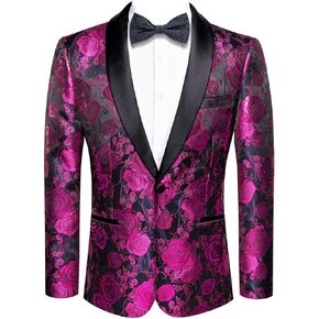 Hi-Tie Stylish Men Suit Jacket Blazer Shawl Lapel One Button Slim Fit Long Sleeve Jacket Tuxedo Party Dinner