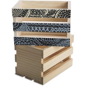 S&S Worldwide Small Pine Crates. Unfinished & Ready To Decorate W/Paint, Stain, Markers, Wood Slats on Sides and Bottom, Ends are Solid Wood. Pre-assembled With Nails. Approx. 6a x 4a x 4a, Pack of 6