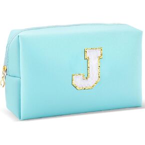 Initial Makeup Bag Personalized Preppy Travel Small PU Cosmetic Bag Pink Makeup Pouch Zipper Toiletry Organizer for Women Girls Mom Friend Bridesmaid Teacher Sister Prom Christmas Gift（D）