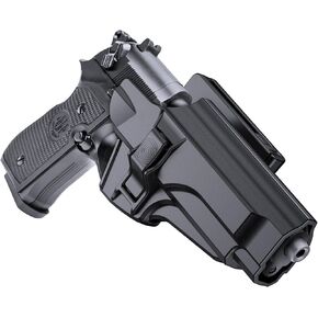 OWB Holster for Beretta 92 92FS M9 M9_22, Tactical Outside Waistband Open Carry Paddle Belt Holster with Release Button 60° Adjustable Cant, Right-Handed