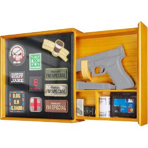 1TG Concealment Furniture, Concealment Shelf Wall Mounted Hidden Storage Box Compartment Furniture Hidden Shelf Wooden Picture Photo Frame with Patches Display Panel(Red Brown)