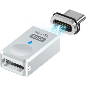 USB Type C Magnetic Adapter 40Gbps 240W Magnetic USB C Adapter 24 Pin Straight 8K 60Hz for Thunderbolt 3/4, MacBook Pro/Air, Steam Deck, Quest 2, RoG Allyand More Type C Devices