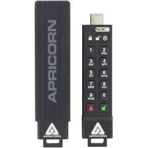 Apricorn 256GB Aegis Secure Key 3 NXC 256-Bit Hardware-Encrypted USB 3.2 Type C Flash Drive, FIPS 140-3 Level 3 Validated (ASK3-NXC-256GB),Black