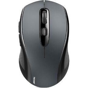 TECKNET Bluetooth Mouse, 4000DPI Wireless Mouse Bluetooth for Laptop 2-in-1(BT 5.0/3.0+2.4Ghz) Computer Mouse, Portable PC Mouse Wireless with USB Receiver for Mac (Grey)