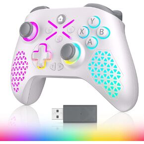 LED PC Wireless Controller for PC Windows,iOS,Android,Steam,Switch,PS3,Samsung TV,PC Gaming Controlle with TURBO,Macro Function (Connecting to Xbox Consoles is Not Supported at This Time)