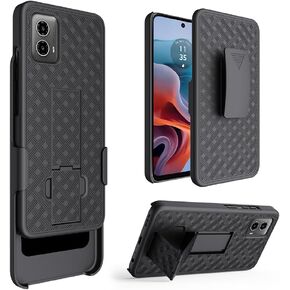 Compatible for Motorola Moto G Power 5G 2024 [Not Fit 2023 Version] with Screen Protection Case with Belt Clip Holster, Kickstand Slim Cover