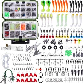 Fishing Lures. 212 Pcs Tackle Box with Tackle Bait Lures, Crankbaits, Hook, Weight, Spring pins, Fishing Line & More for Men