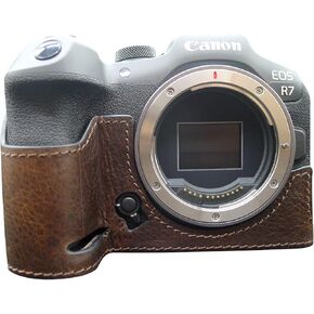 MUZIRI KINOKOO EOS R7 Case, Prorective Case Compatible for Canon EOS R7 Camera - Genuine Leather Bottom Case with Hand Grip- Black