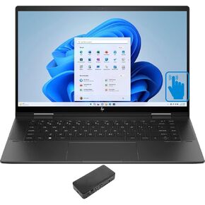 HP Envy x360 15t-fh0023dx Home & Business 2-in-1 Laptop (AMD Ryzen 7 7730U 8-Core, 16GB RAM, 2TB PCIe SSD, AMD Radeon, 15.6" 60 Hz Touch Full HD (1920x1080), WiFi, Bluetooth, Win 10 Pro) w/USB-C Dock