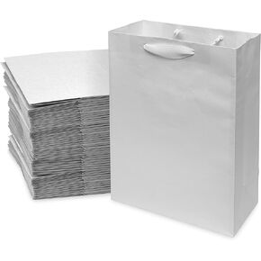 White Gift Bags with Handles - 6x3x9 50 Pack Extra Small Boutique Bags, Mini Size Kraft Paper Shopping Bag for Gift Wrapping, Party Favors, Birthday Presents, Small Business & Retail Merchandise, Bulk