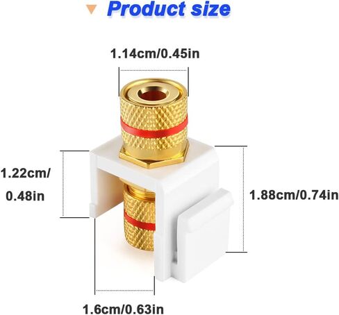 Banana Plug Keystone Jack Insert, Audio Speaker Keystone Connector Black & Red Ring Screw Type Inline Coupler for Binding Post Insert, with Blank Keystone Jack Inserts, Screwdriver (9 Pcs) in Saudi Arabia