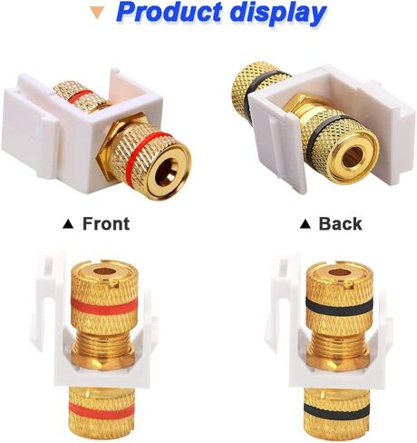 Banana Plug Keystone Jack Insert, Audio Speaker Keystone Connector Black & Red Ring Screw Type Inline Coupler for Binding Post Insert, with Blank Keystone Jack Inserts, Screwdriver (9 Pcs) in Saudi Arabia