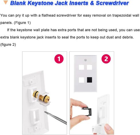 Banana Plug Keystone Jack Insert, Audio Speaker Keystone Connector Black & Red Ring Screw Type Inline Coupler for Binding Post Insert, with Blank Keystone Jack Inserts, Screwdriver (9 Pcs) in Saudi Arabia