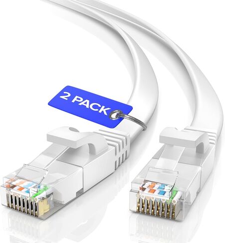 كابل إيثرنت Cat 6 بطول 100 قدم - مع تصميم مسطح وموفر للمساحة وكابل توصيل إنترنت وشبكة LAN عالي السرعة، وموصلات RJ45 - بطول 100 قدم / أسود / عبوتين - مثالي للألعاب والبث والمزيد in Kuwait