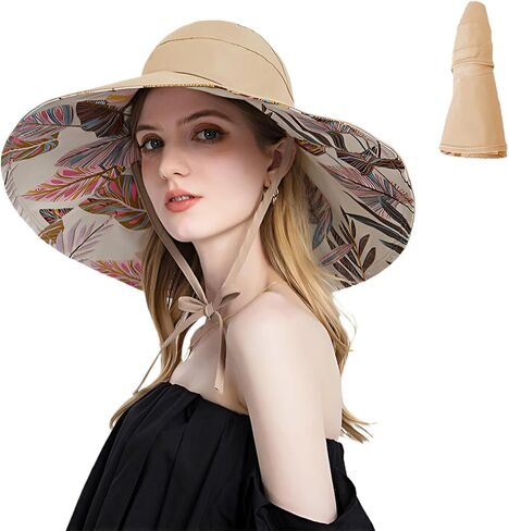 Wide Brim Sun Hats for Women UV Protection Hat Packable Beach Hat Fishing Hat Ponytail Sun Hats for Women in Kuwait