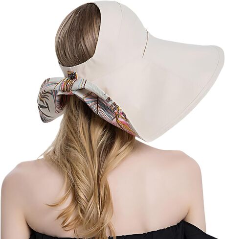 Wide Brim Sun Hats for Women UV Protection Hat Packable Beach Hat Fishing Hat Ponytail Sun Hats for Women in Kuwait