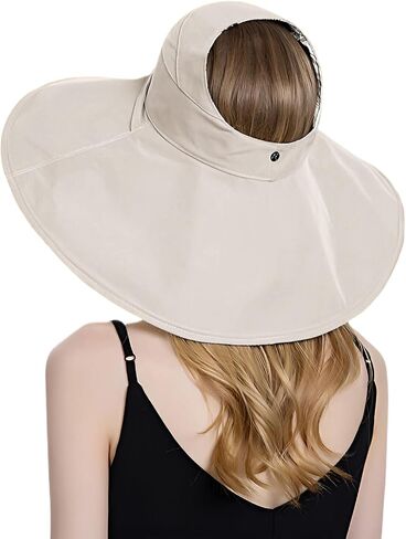 Wide Brim Sun Hats for Women UV Protection Hat Packable Beach Hat Fishing Hat Ponytail Sun Hats for Women in Kuwait
