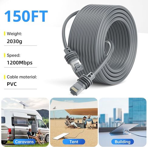 كابل Starlink gen 3، كابل بديل 75ft/23m لـ starlink V3، ملحقات سلك Star Link القياسية، كابل إيثرنت SL - رمادي in Kuwait