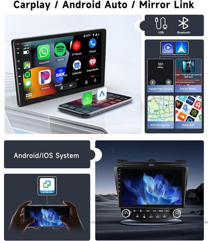 [8 CORE 2G+64G] for Honda Accord 2003-2007 Car Radio with Wireless Carplay/Android Auto, 10.1 Inch Android 13 IPS Touch Screen Car Stereo, Bluetooth, GPS, WiFi, SWC, DSP + HD Backup Camera in Saudi Arabia