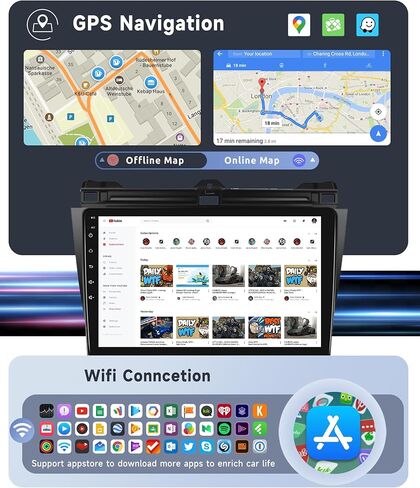 [8 CORE 2G+64G] for Honda Accord 2003-2007 Car Radio with Wireless Carplay/Android Auto, 10.1 Inch Android 13 IPS Touch Screen Car Stereo, Bluetooth, GPS, WiFi, SWC, DSP + HD Backup Camera in Saudi Arabia