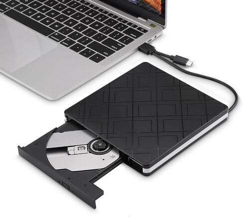 intendvision External CD DVD Drive Slim USB C Writer Portable Type C & USB 3.0 CD-RW DVD-R Combo Burner Player for Windows 11/10/8/7 PC Laptop Desktop Computer (White) in Kuwait