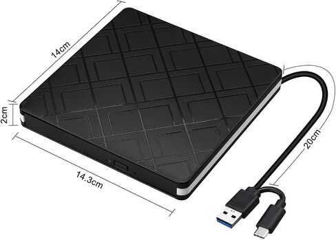 intendvision External CD DVD Drive Slim USB C Writer Portable Type C & USB 3.0 CD-RW DVD-R Combo Burner Player for Windows 11/10/8/7 PC Laptop Desktop Computer (White) in Kuwait