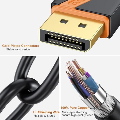 DisplayPort Cable 3FT, 10-Pack DP to DP Cables, Display Port Male to Male Cable Adapter with 4K@60Hz, 2K@165Hz, 2K@144Hz, Support 3D, HDR for Gaming, Computer, TV, Monitor … in Kuwait