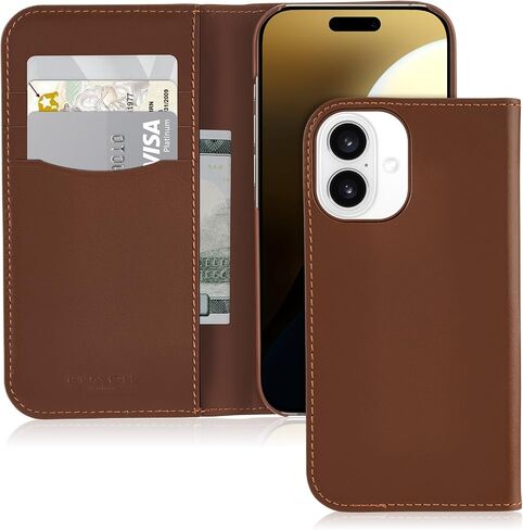 حافظة iPhone 16 من Coach Signature Canvas Wallet Folio - حافظة هاتف مصممة - باللون البني المميز in Saudi Arabia