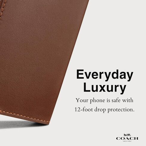 حافظة iPhone 16 من Coach Signature Canvas Wallet Folio - حافظة هاتف مصممة - باللون البني المميز in Saudi Arabia
