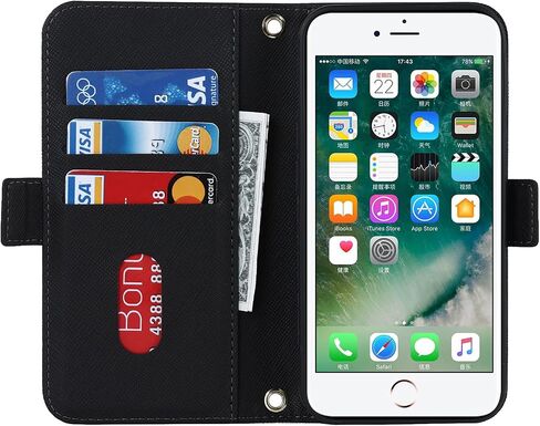 Jaorty Crossbody Wallet for iPhone 7 Plus/iPhone 8 Plus Case with Adjustable Lanyard Strap Credit Card Holder 5.5",PU Leather Handbag Purse Kickstand Make Up Mirror Cover Case for Men Women Girl,Pink in Saudi Arabia