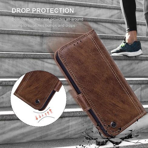 Wallet Case for Google Pixel 9 Pro XL 6.8" 2024 5G PU Leather with RFID Blocking Credit Card Holder,Folio Cover for Pixel 9 XL Magnetic Phone Case with Stand - Brown in Kuwait