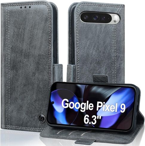 Wallet Case for Google Pixel 9 Pro XL 6.8" 2024 5G PU Leather with RFID Blocking Credit Card Holder,Folio Cover for Pixel 9 XL Magnetic Phone Case with Stand - Brown in Kuwait