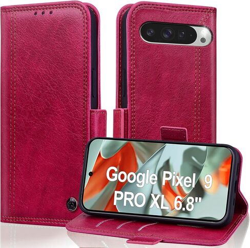 Wallet Case for Google Pixel 9 Pro XL 6.8" 2024 5G PU Leather with RFID Blocking Credit Card Holder,Folio Cover for Pixel 9 XL Magnetic Phone Case with Stand - Brown in Kuwait