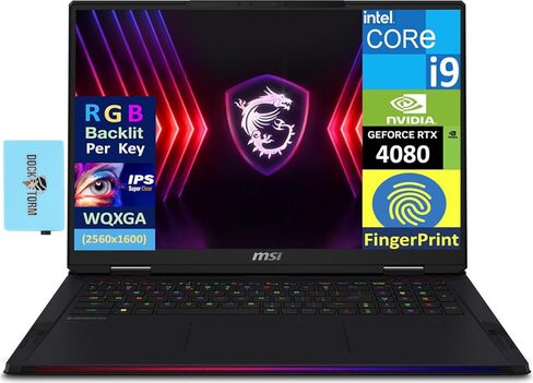 MSI Raider 18 HX Gaming Laptop 18" 240 Hz WQXGA (24-Core Intel i9-14900HX, GeForce RTX 4080, 128GB DDR5, 4TB PCIe SSD, Per Key RGB KYB, 2 Thunderbolt 4, Wi-Fi 7, VR Ready, W11P) w/Dkz Hub in Saudi Arabia