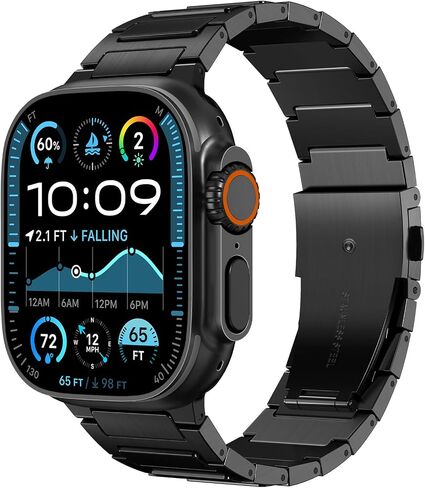 NewWays Grade 2 Titanium Band for Apple Watch Band Ultra 2 49mm Series 10 46mm Series 9 Series 8 Series 7 45mm 44mm SE 6 5 4 3 42mm iWatch Stainless Steel Link Bands in Saudi Arabia